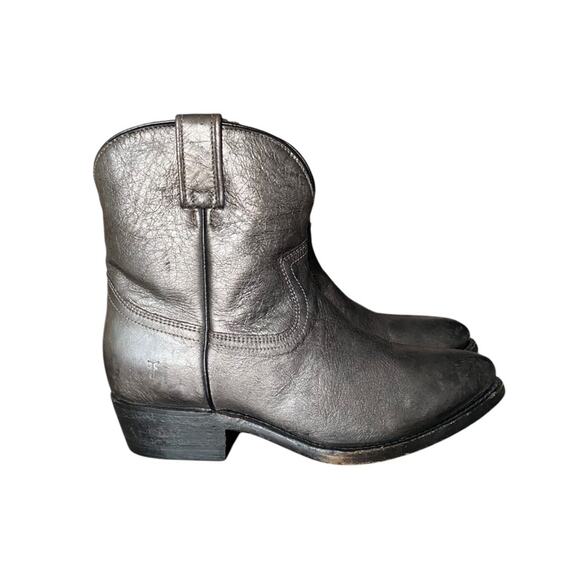 Frye Billy Short Ankle Dark Pewter Boots Silver Metallic size 8 - Picture 2 of 14